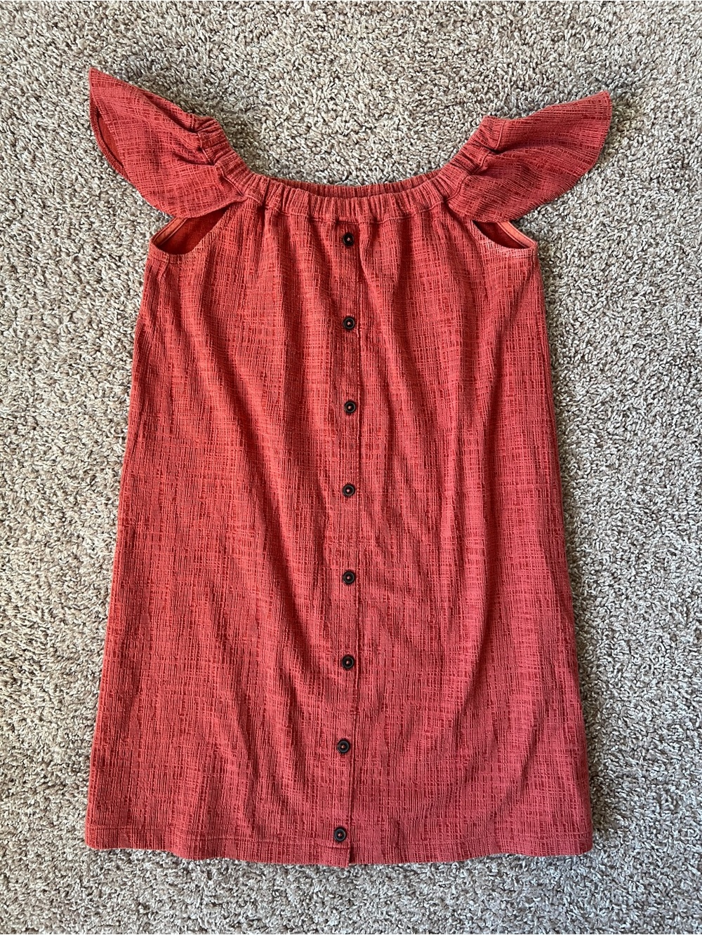 Madewell Off the Shoulder Knit Mini Dress in Rust Red